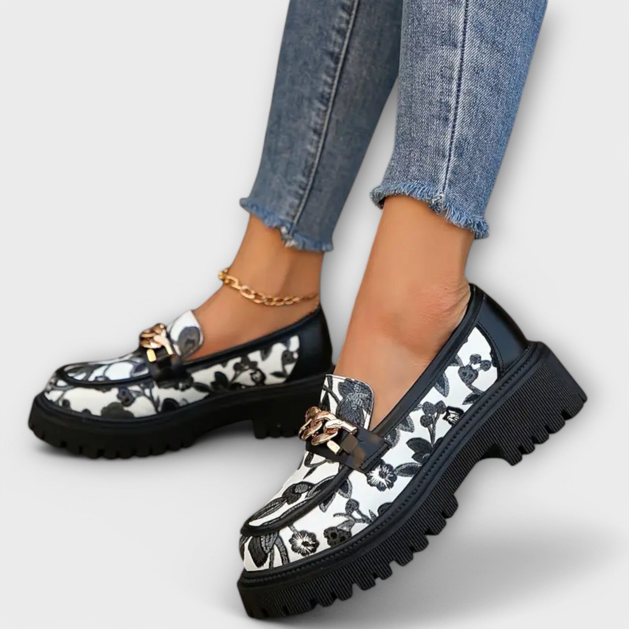 Amira™ | Retro Mokasíny su Gėlių Raštu