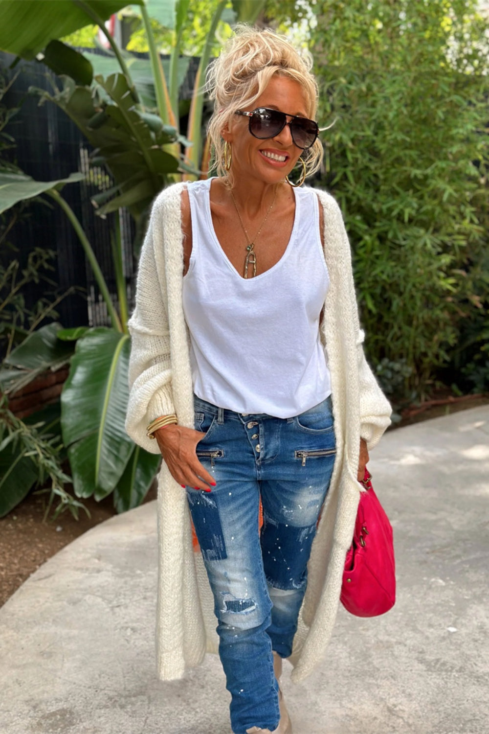 Urokkelig - Per didelis ilgas megztinis kardiganas