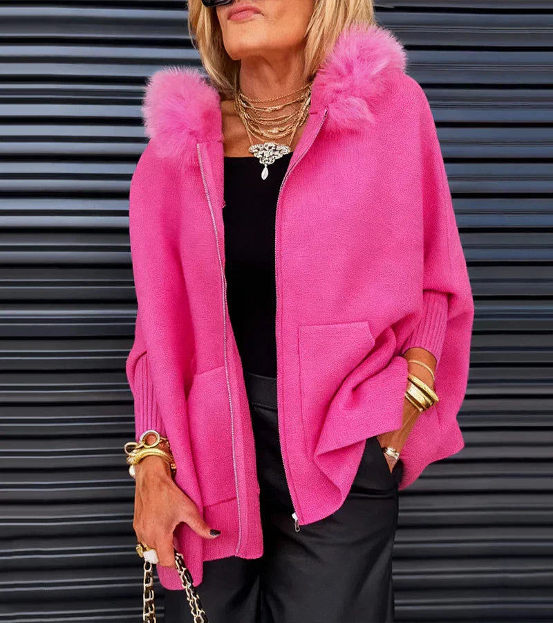 ARABELLE™ | Kasdienis Hoodie Paltas su Kailiniu Apykakle