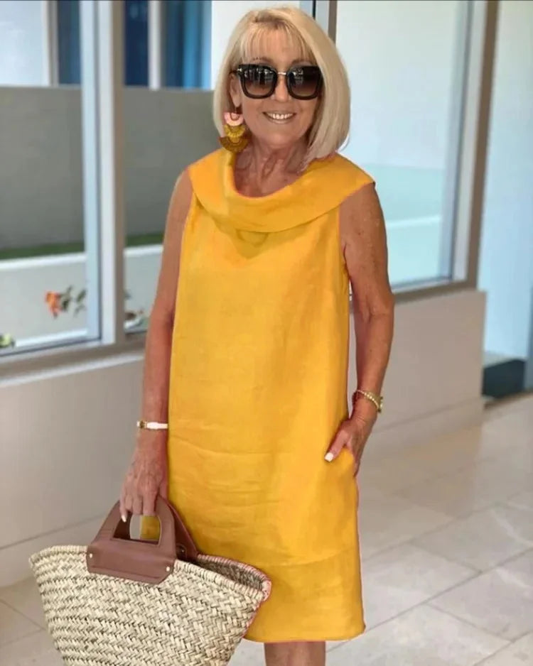 Petra – Be rankovių pieštuko suknelė su apvaliu iškirpimu