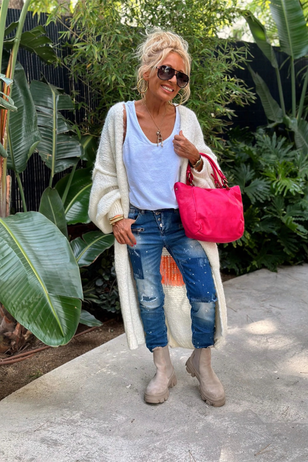 Urokkelig - Per didelis ilgas megztinis kardiganas