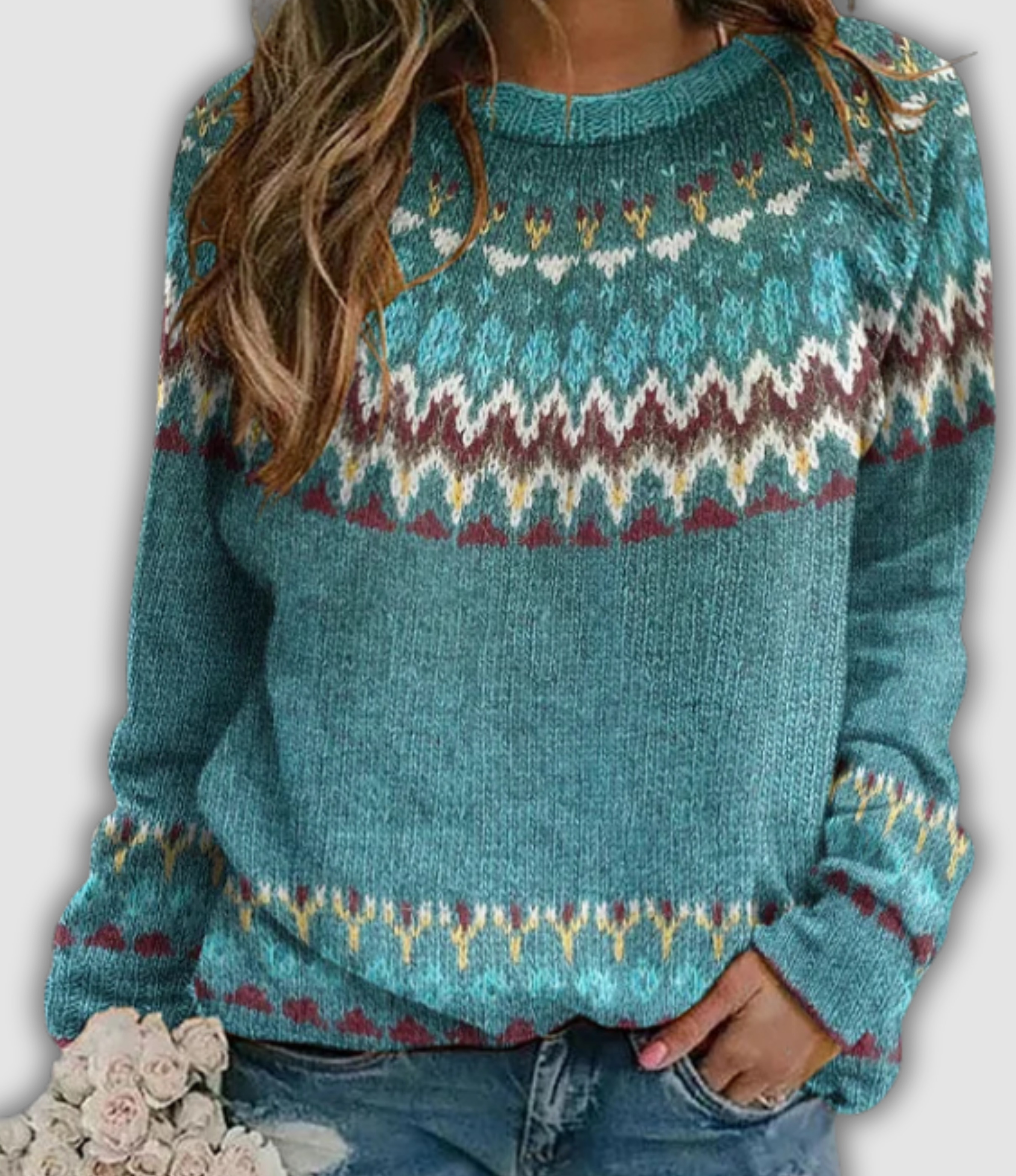 Alvara - Retro Džemperis su Banguotu Raštu