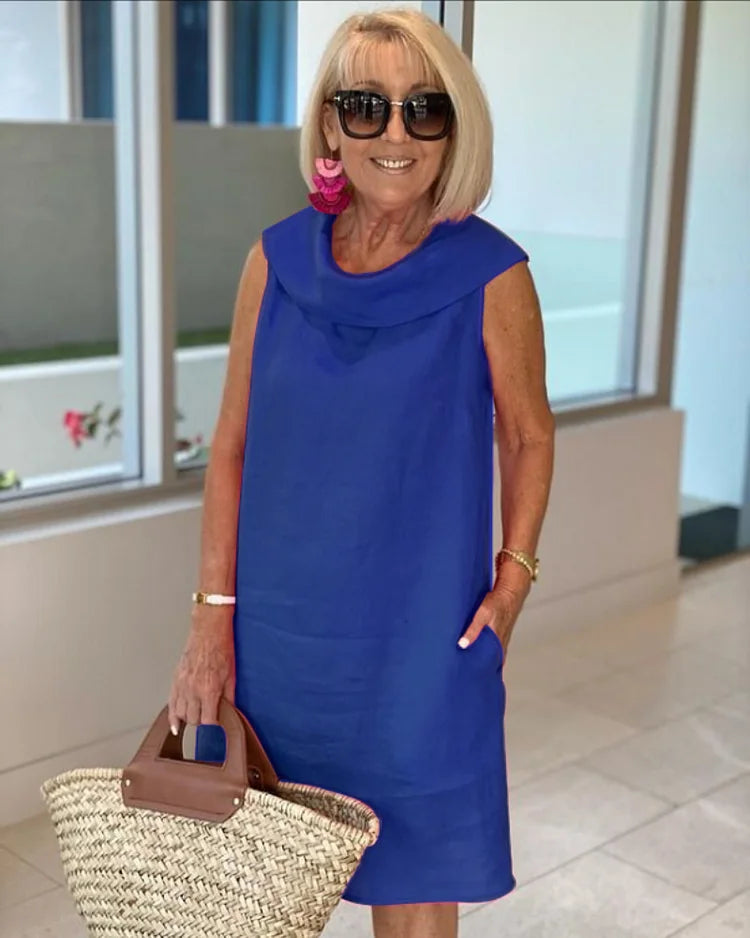 Petra – Be rankovių pieštuko suknelė su apvaliu iškirpimu