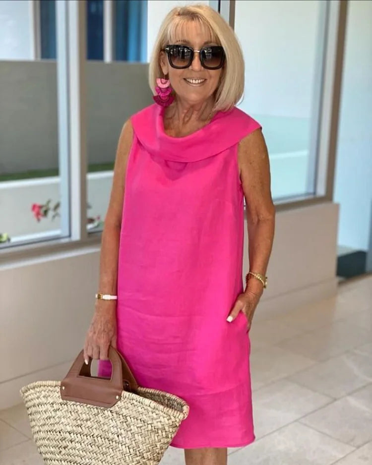 Petra – Be rankovių pieštuko suknelė su apvaliu iškirpimu