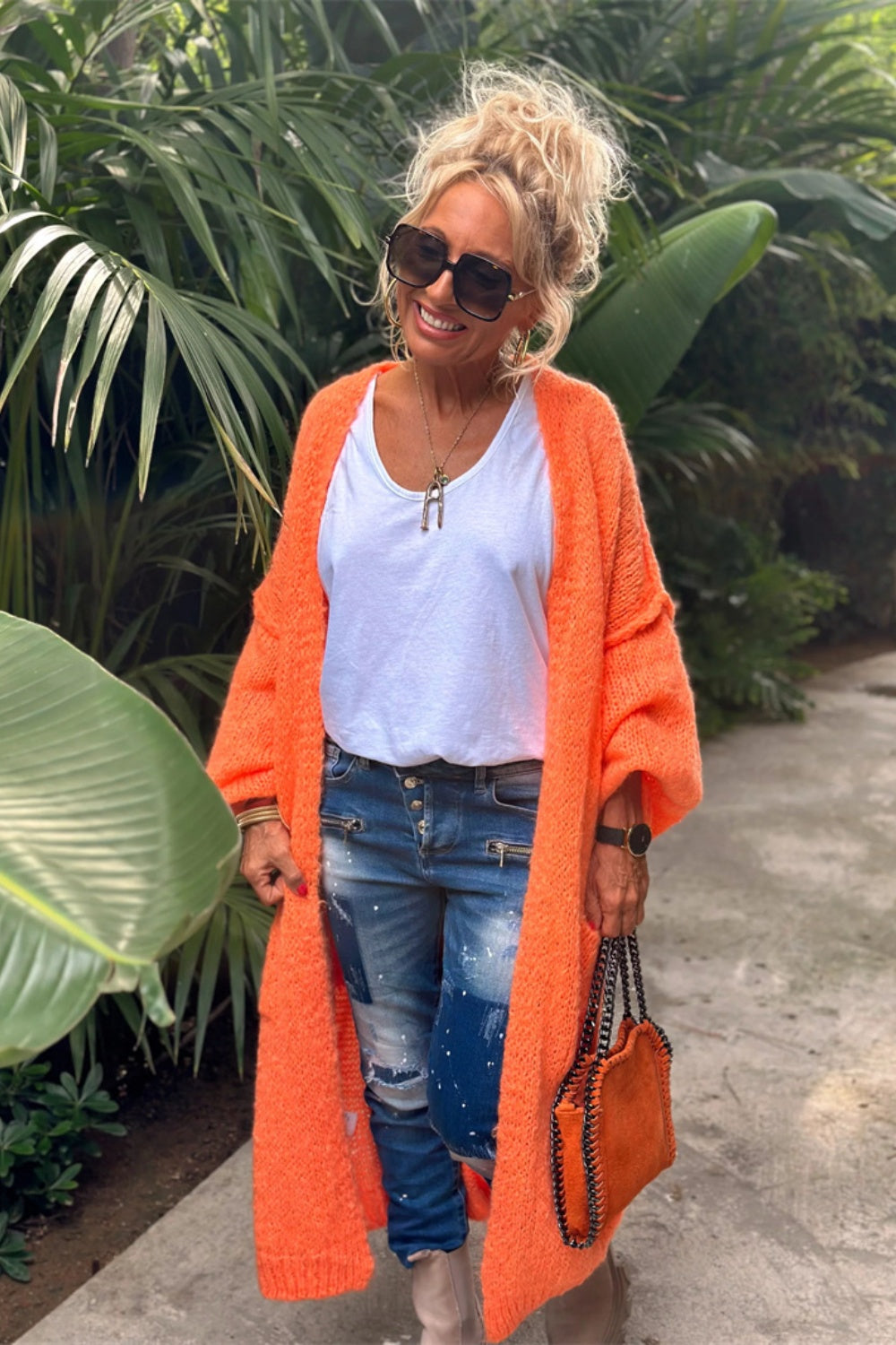 Urokkelig - Per didelis ilgas megztinis kardiganas