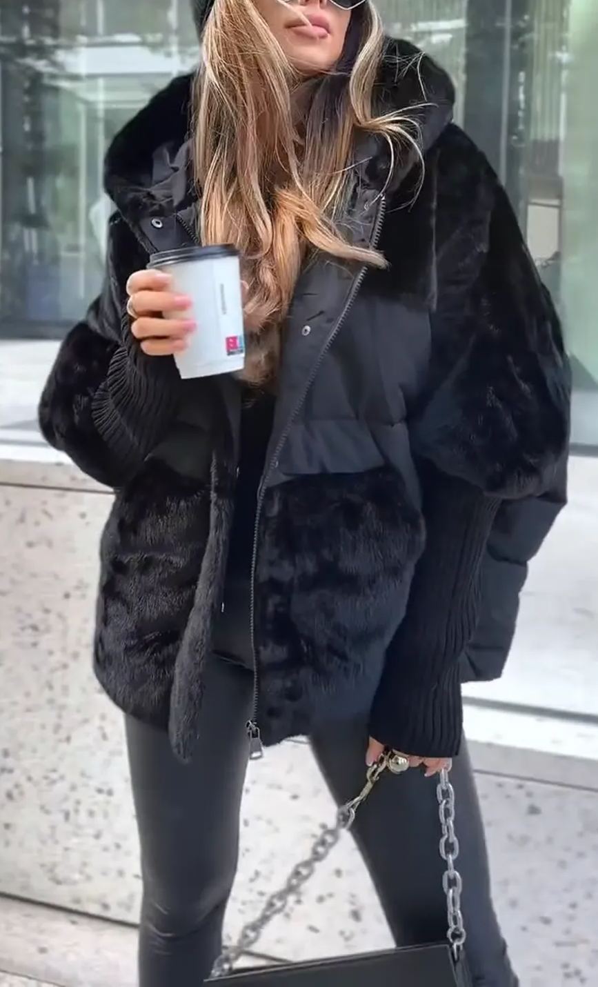 Dagmara™ - Moderni ir Prabangi Bomber Striukė su Kapišonu